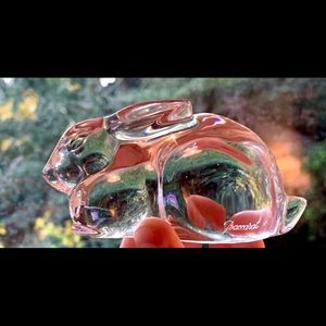 SOLD - Baccarat Crouching Clear Glass Rabbit